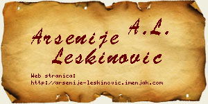 Arsenije Leškinović vizit kartica